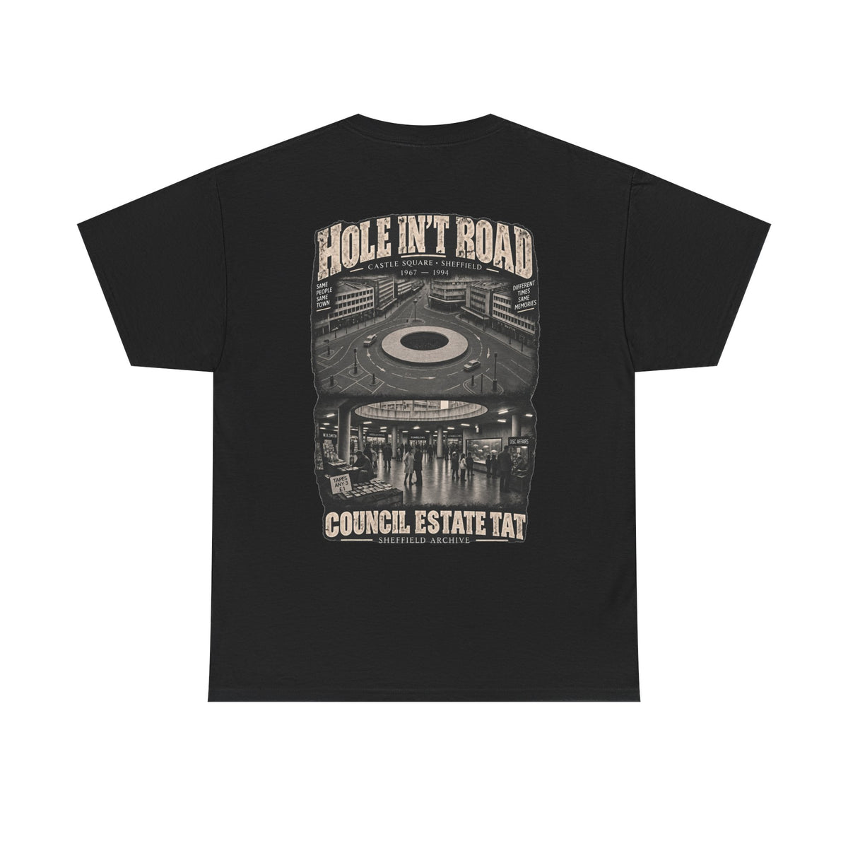 Hole in the Road Castle Square Sheffield black T-shirt – product view 2